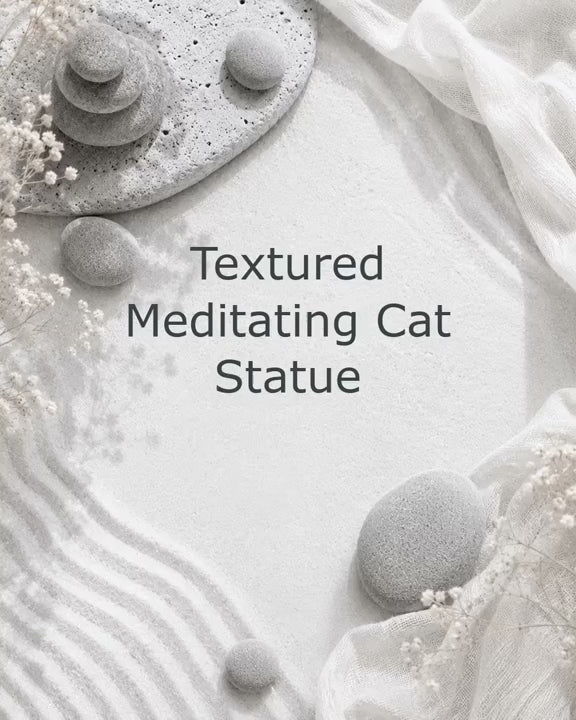 Meditating Cat Statue, Textured Finish