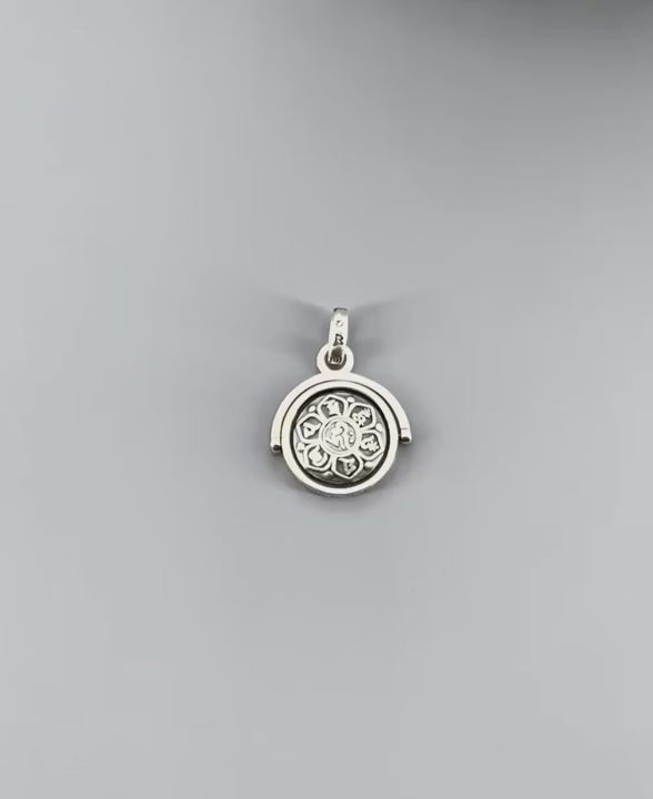Kinetic Spinning Om Mani Padme Hum Tibetan Mantra Pendant in Sterling Silver