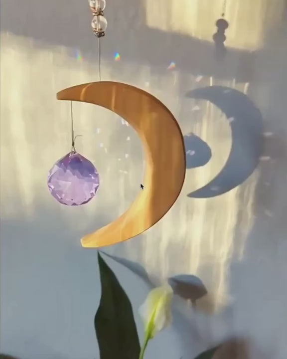 Crystal Moon Prism Sun Catcher Wall Hanging