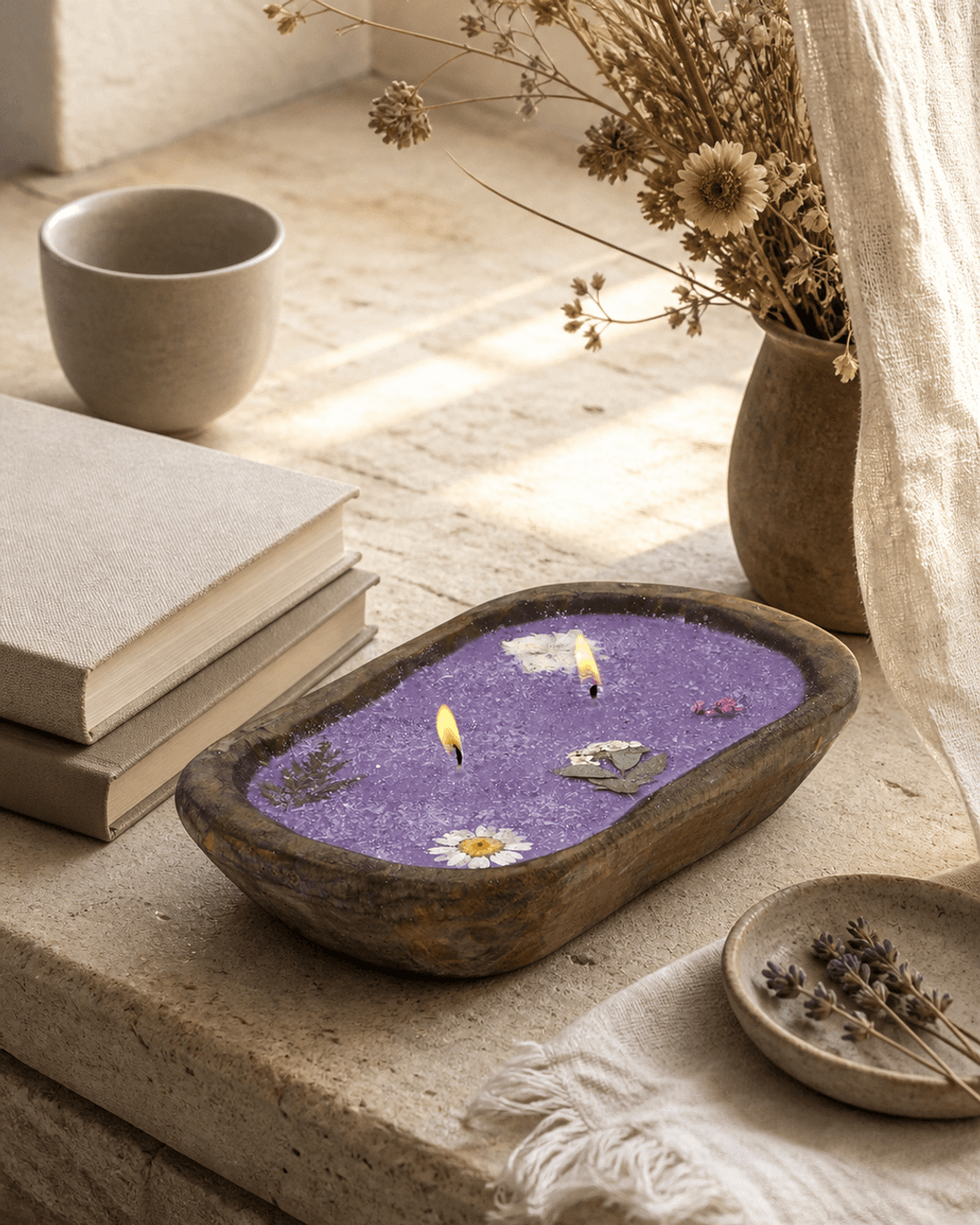 Purple Floral Scented Candle - Candles