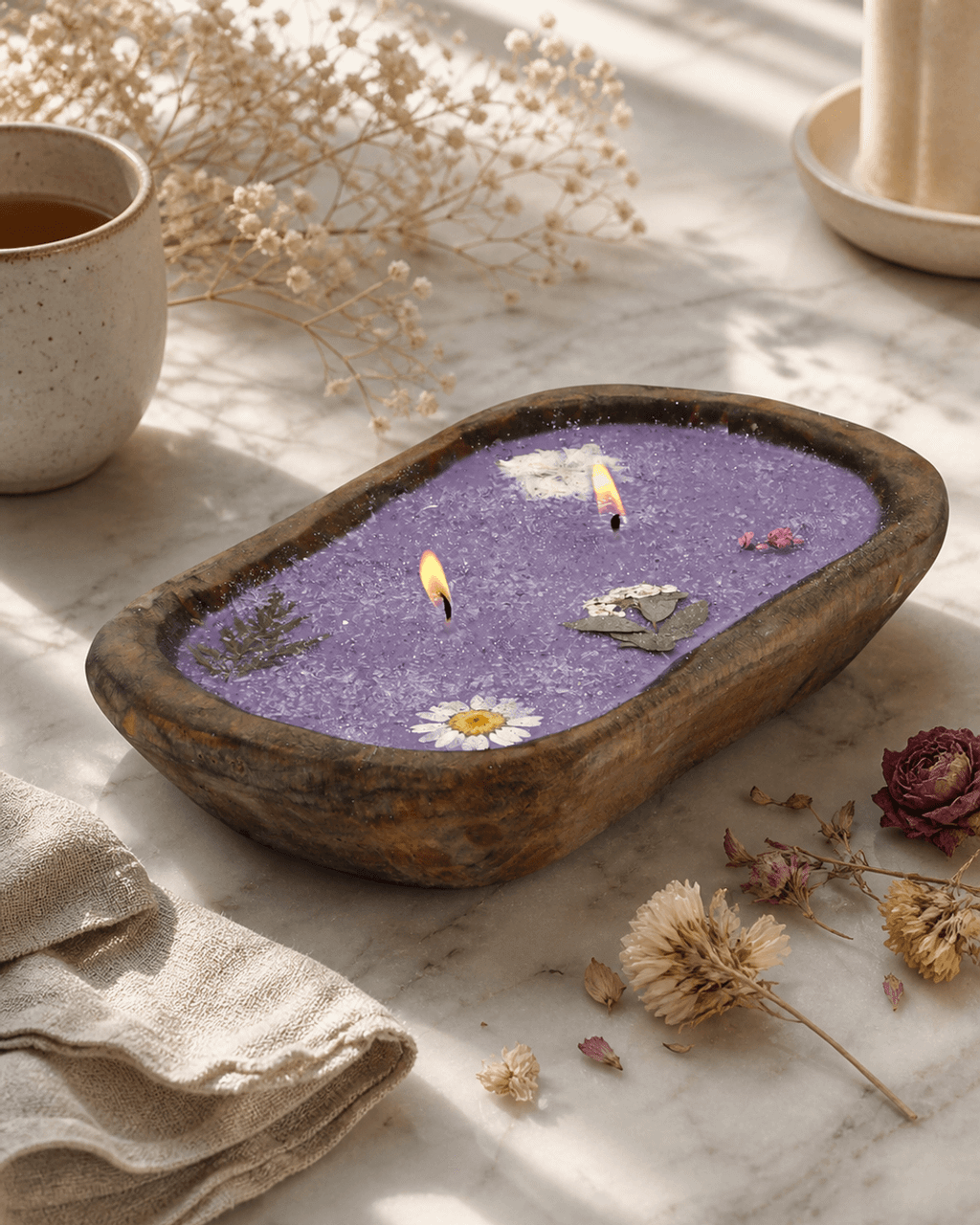 Purple Floral Scented Candle - Candles