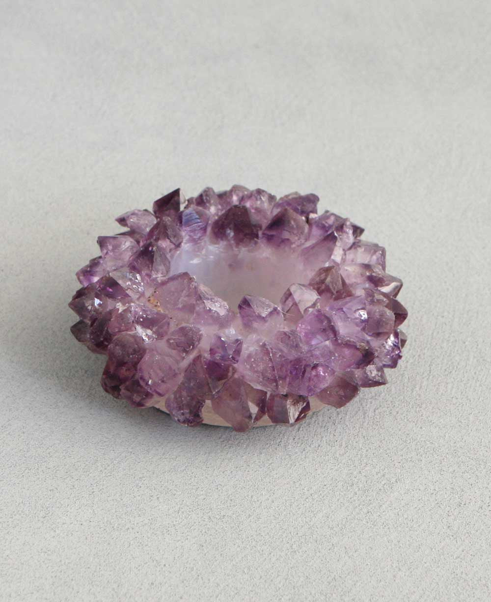 Quartz Crystal Candleholder, Amethyst and Citrine - Candle Holders Amethyst