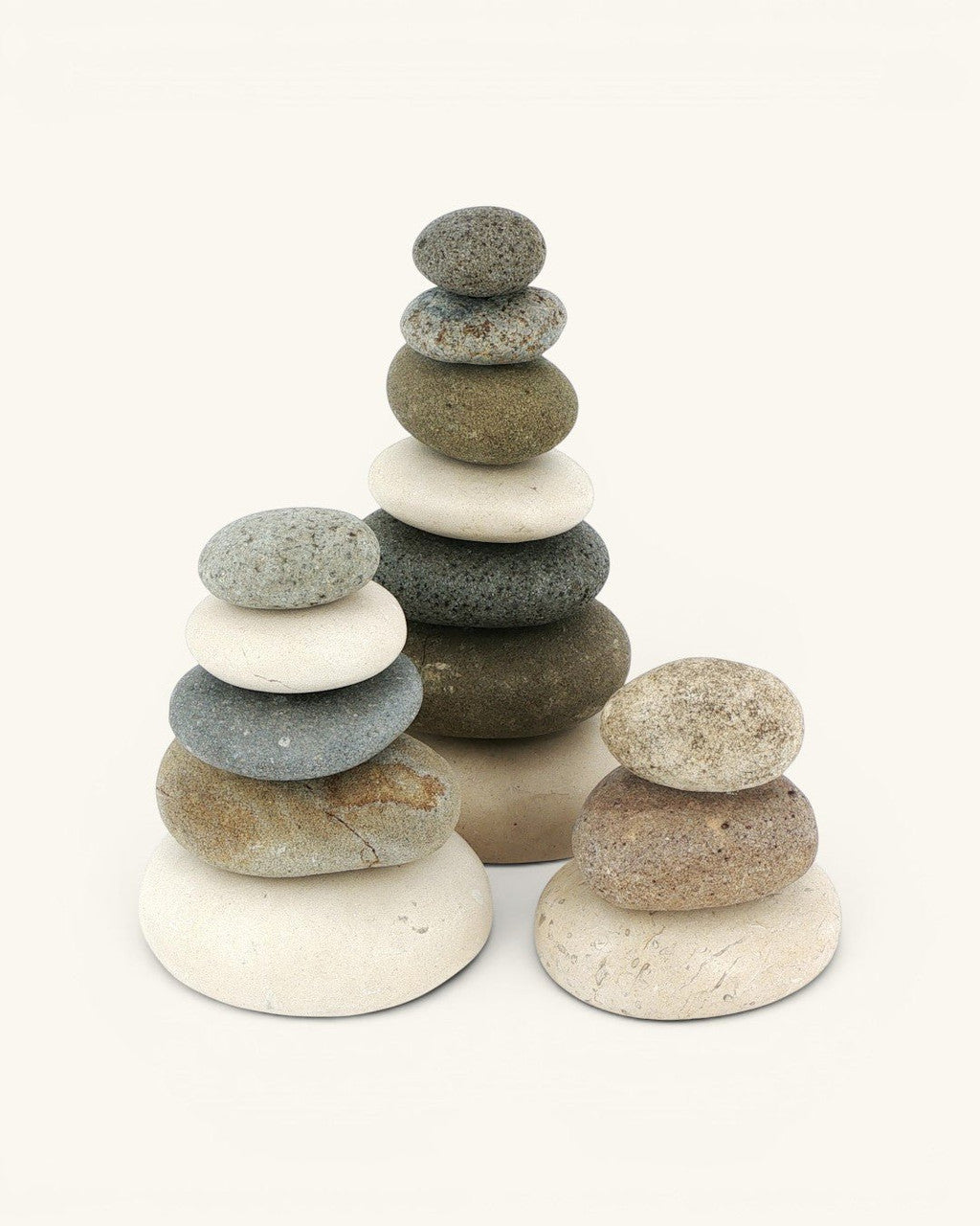 Quintuple Stone Cairn Sculpture — 7.5 Inch Natural Rock Stack Decor - Statues & Accents