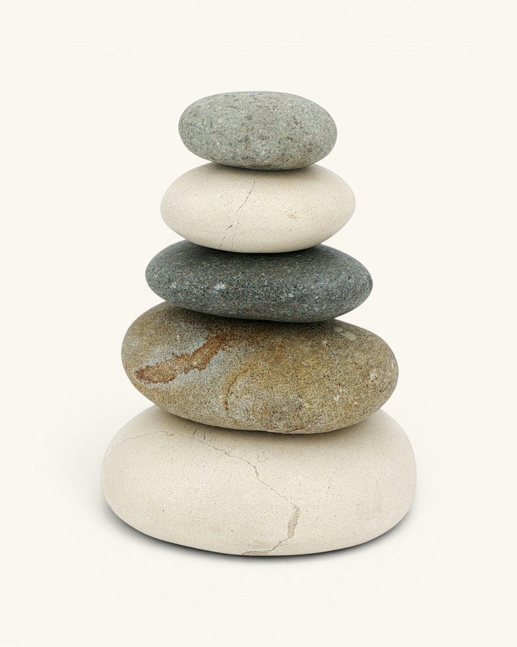 Quintuple Stone Cairn Sculpture — 7.5 Inch Natural Rock Stack Decor - Statues & Accents
