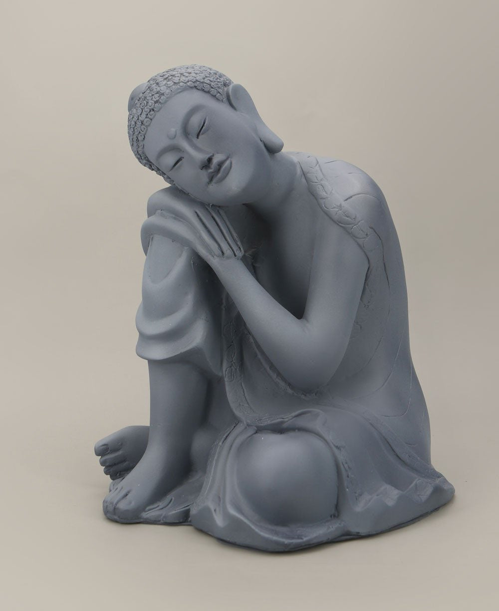 Resting Buddha Statue Grey - Sculptures & Statues