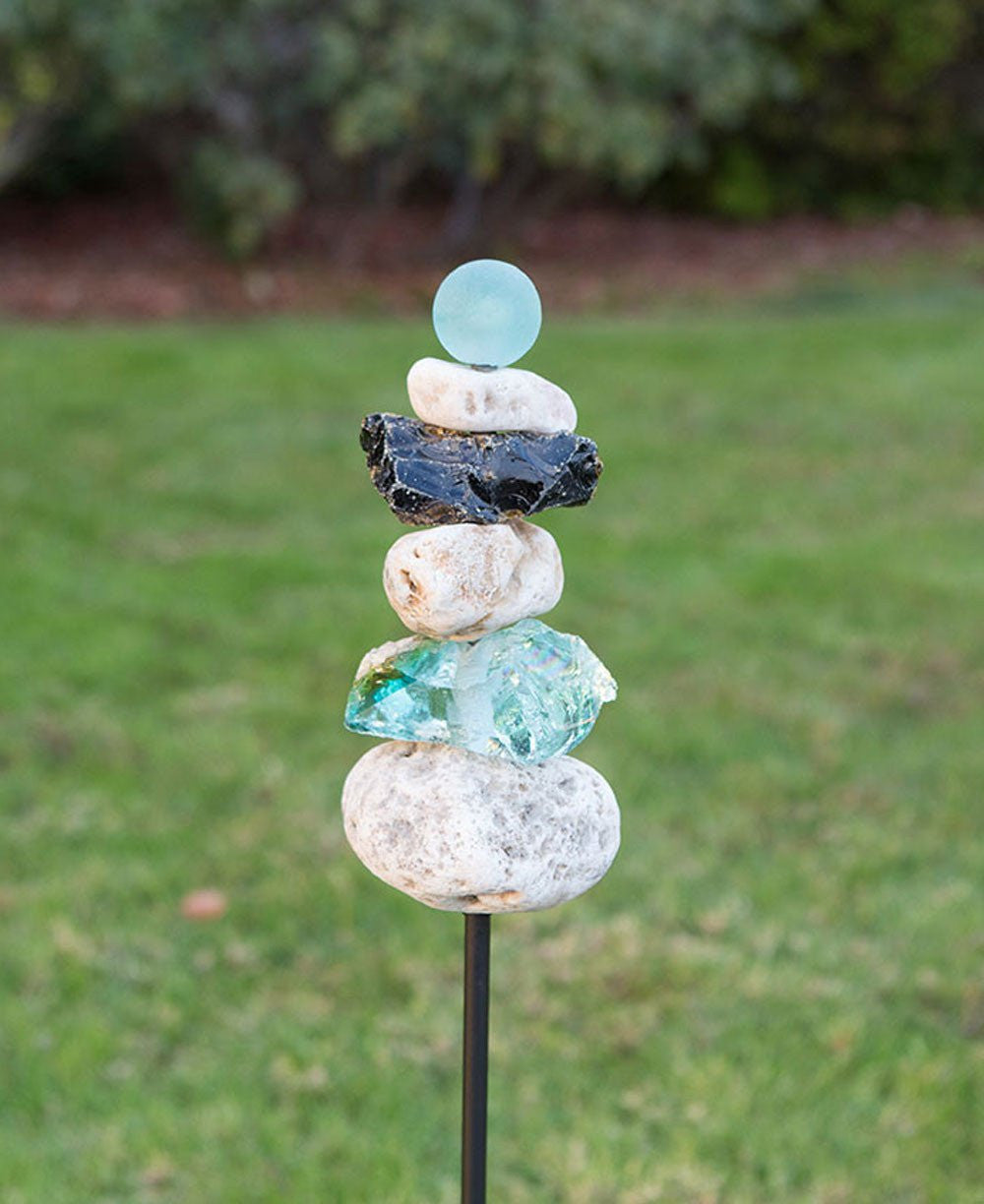 Rocky Stone Cairn Garden Stake, 4 Feet - Home
