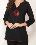 Root Chakra Black And Red Cotton Tunic Top - Shirts & Tops S