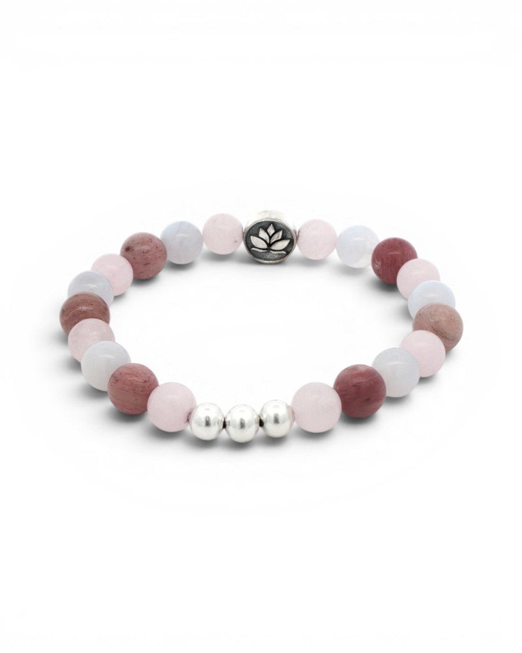 Rose Quartz & Rhodochrosite Lotus Bracelet - Bracelet