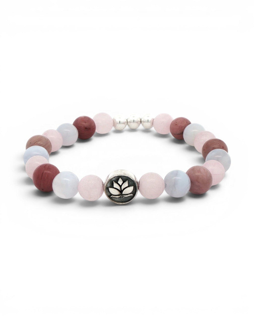 Rose Quartz & Rhodochrosite Lotus Bracelet - Bracelet