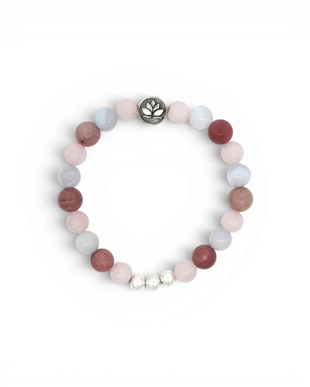 Rose Quartz & Rhodochrosite Lotus Bracelet - Bracelet