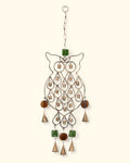 Rustic Finish Wise Owl Wall Hanging Chime, Recycled Metal - Wind Chimes
