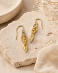 Sacred Feminine Goddess Earrings with Moonstone — Gold - Plated Brass - Earrings