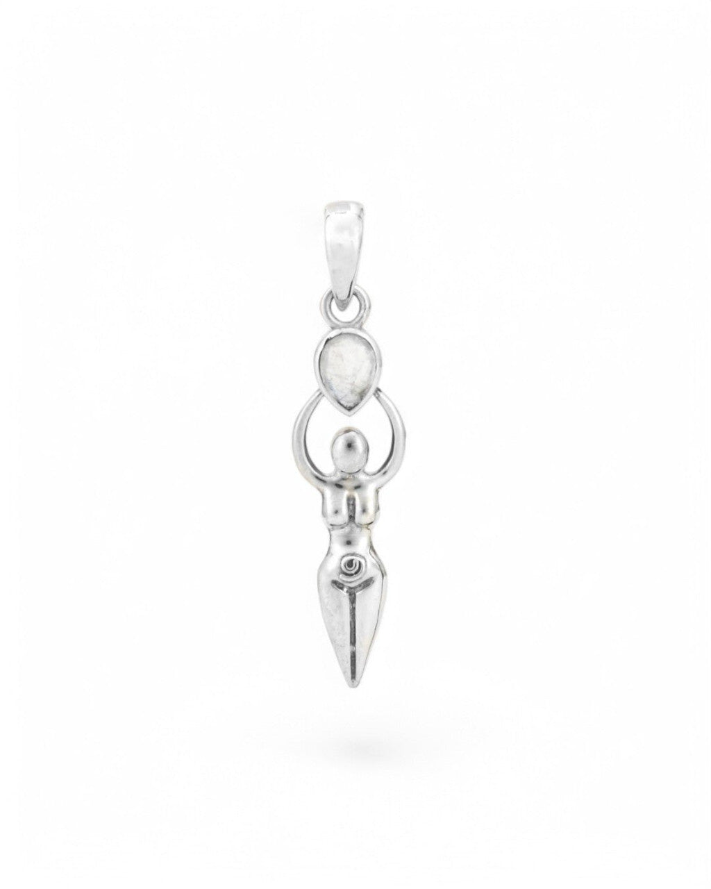 Sacred Feminine Goddess Pendant in Sterling Silver With Moonstone - Pendants