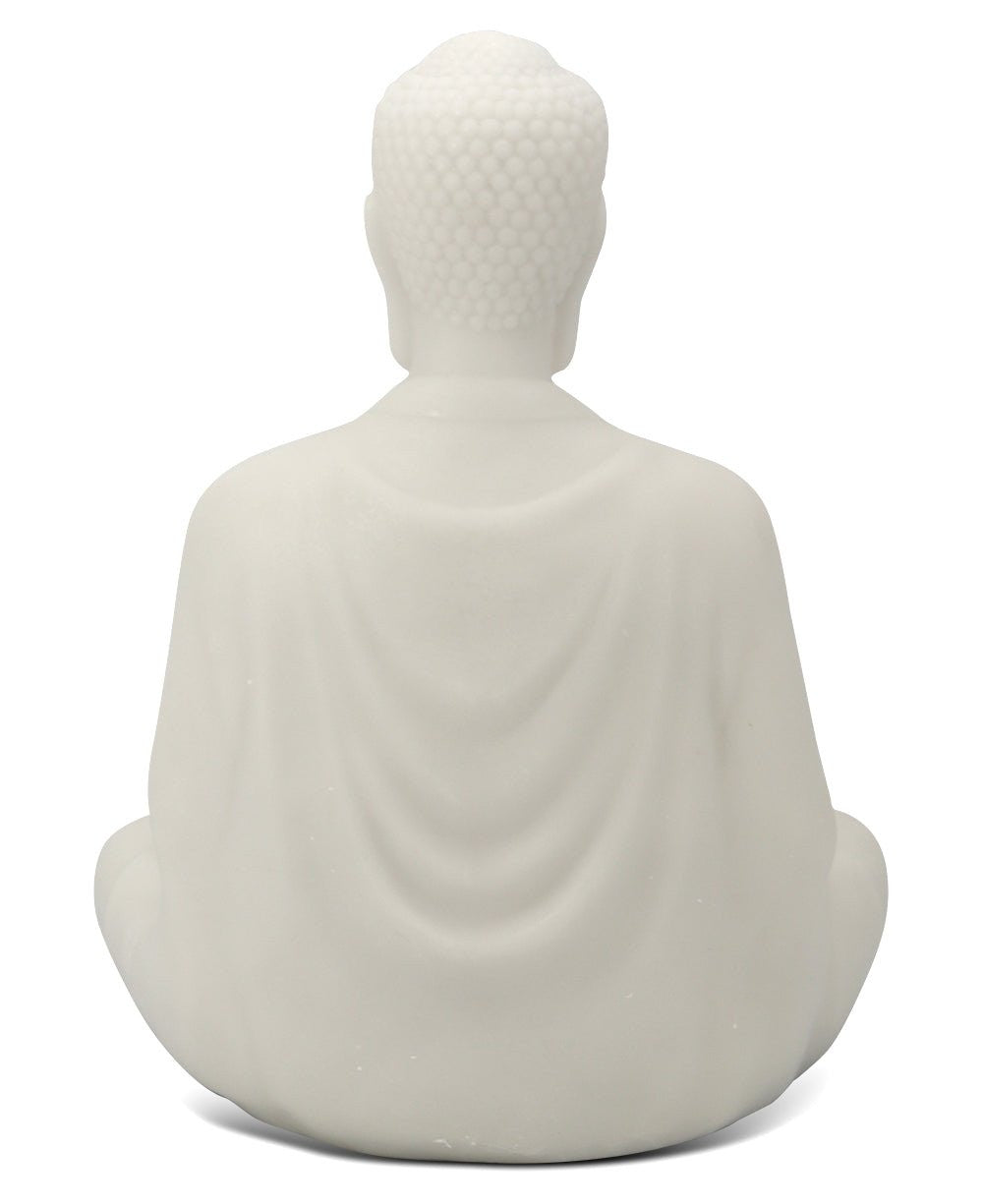 Serene Buddha Statue in Pearl White Finish - Sculptures & Statues