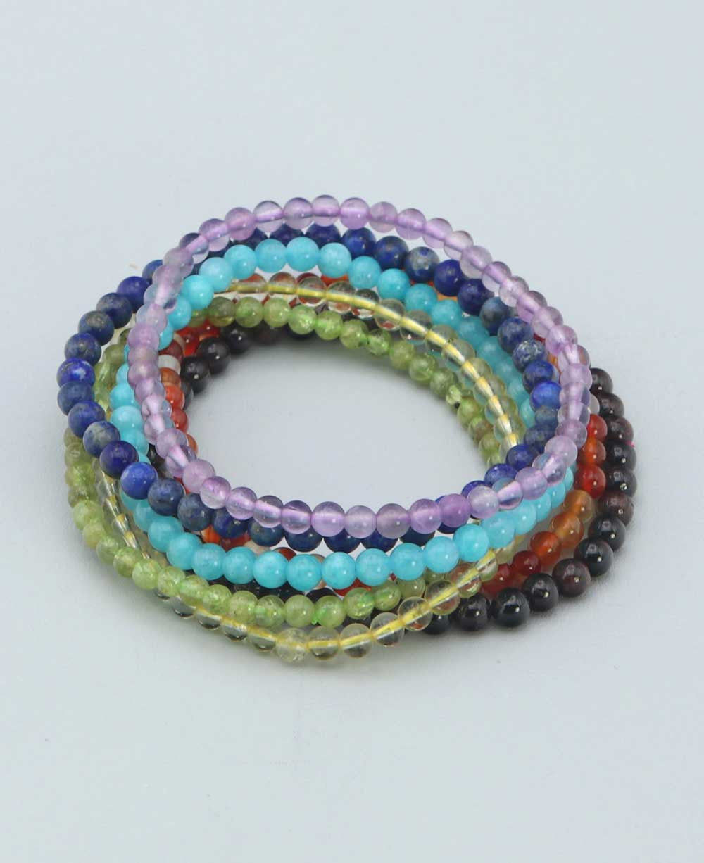 Set of 7 Chakra Energy Stretch Bracelets - Bracelets