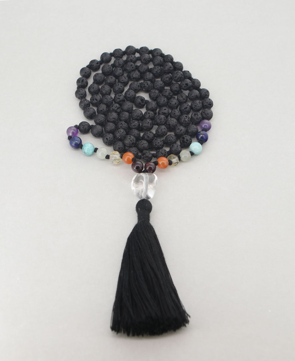 Seven Chakras Lava Beads Meditation Japa Mala - Prayer Beads