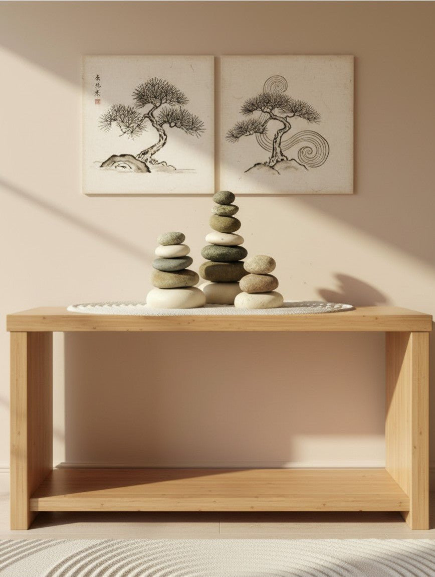Seven - Stone Rock Cairn — 10.5 Inch Natural Stacked Stone Zen Decor - Decor