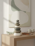 Seven - Stone Rock Cairn — 10.5 Inch Natural Stacked Stone Zen Decor - Decor