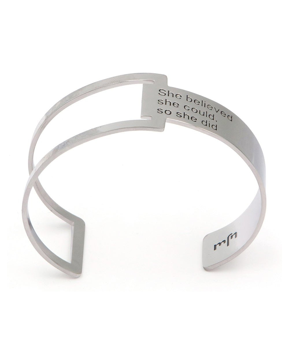 She Believed She Could So She Did, Geometric Cuff Bracelet - Bracelets