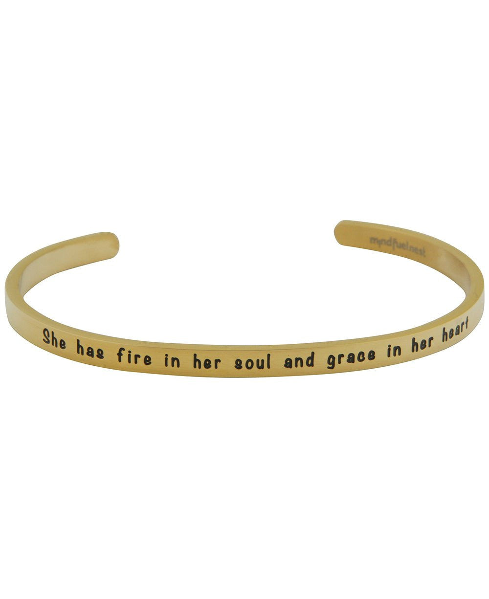 She Has Fire in Her Soul Inspirational Women's Cuff - Bracelets Gold