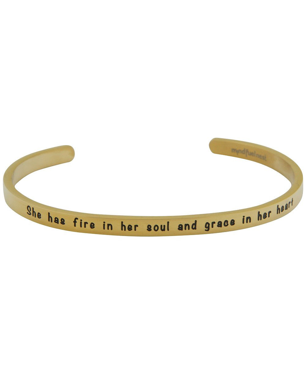 She Has Fire in Her Soul Inspirational Women's Cuff - Bracelets Silver