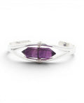 Silver Amethyst Point Cuff Bracelet — Adjustable Crystal Jewelry - Bracelets