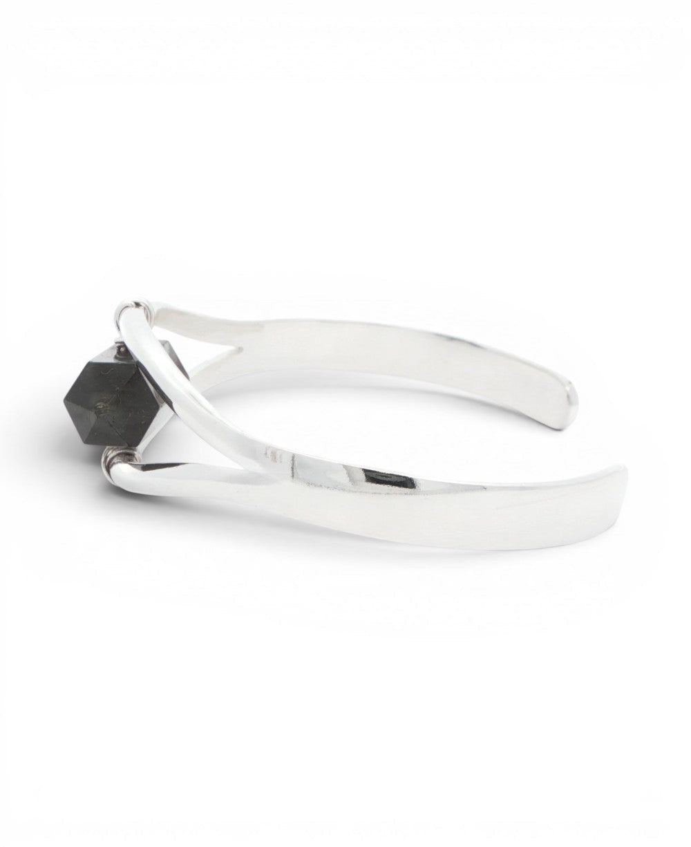 Silver Labradorite Point Cuff Bracelet — Adjustable Crystal Jewelry - Bracelets