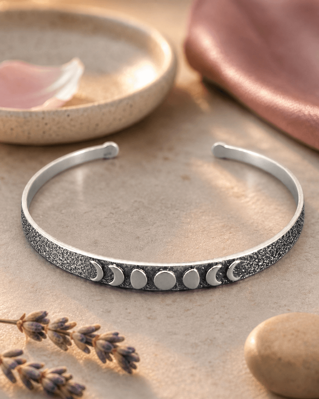 Silver Moon Phase Adjustable Cuff Bracelet — Trust Your Journey - Bracelets