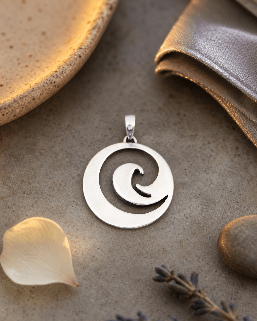 Silver Ocean Wave Pendant – Minimalist Symbol of Life's Rhythm Calm, and Strength - Pendant Silver Plated