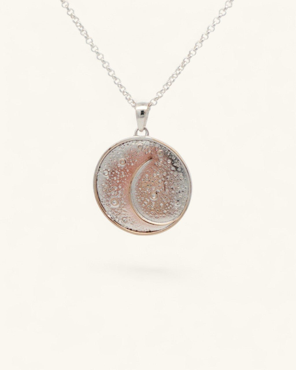 Silver-Plated Moon Pendant — Celestial Crescent with Engraved Affirmation - Pendant
