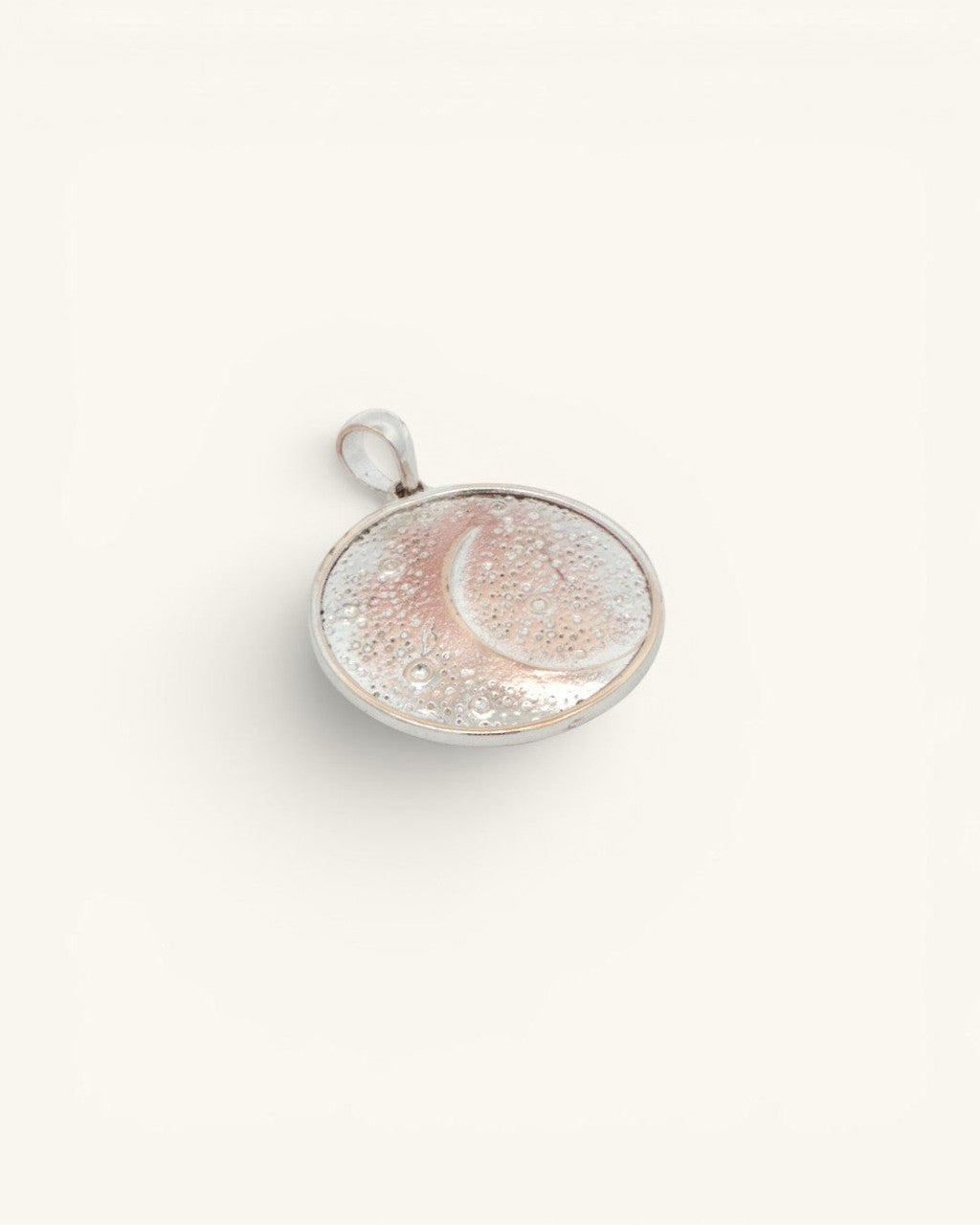 Silver-Plated Moon Pendant — Celestial Crescent with Engraved Affirmation - Pendant