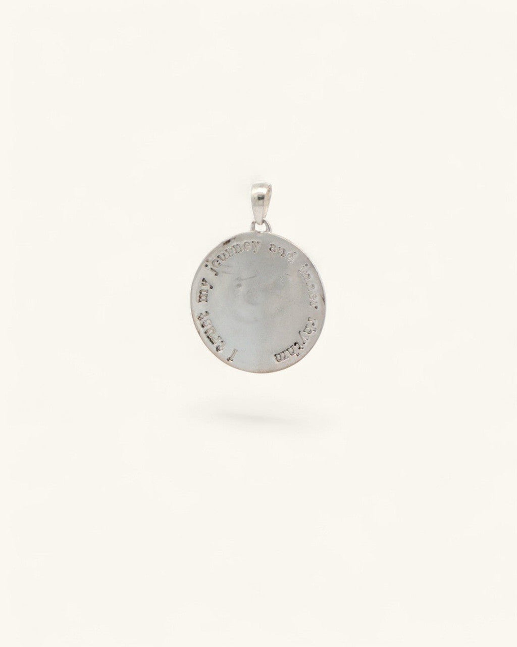 Silver-Plated Moon Pendant — Celestial Crescent with Engraved Affirmation - Pendant