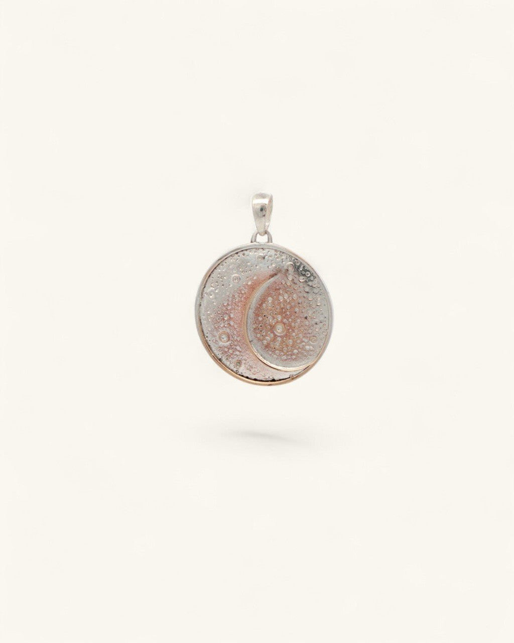 Silver-Plated Moon Pendant — Celestial Crescent with Engraved Affirmation - Pendant