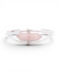 Silver Rose Quartz Point Cuff Bracelet — Adjustable Crystal Jewelry - Bracelets