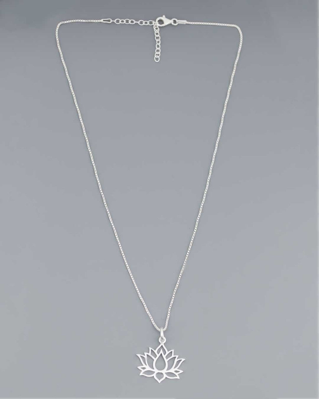 Simple Sterling Lotus Pendant Necklace - Necklaces