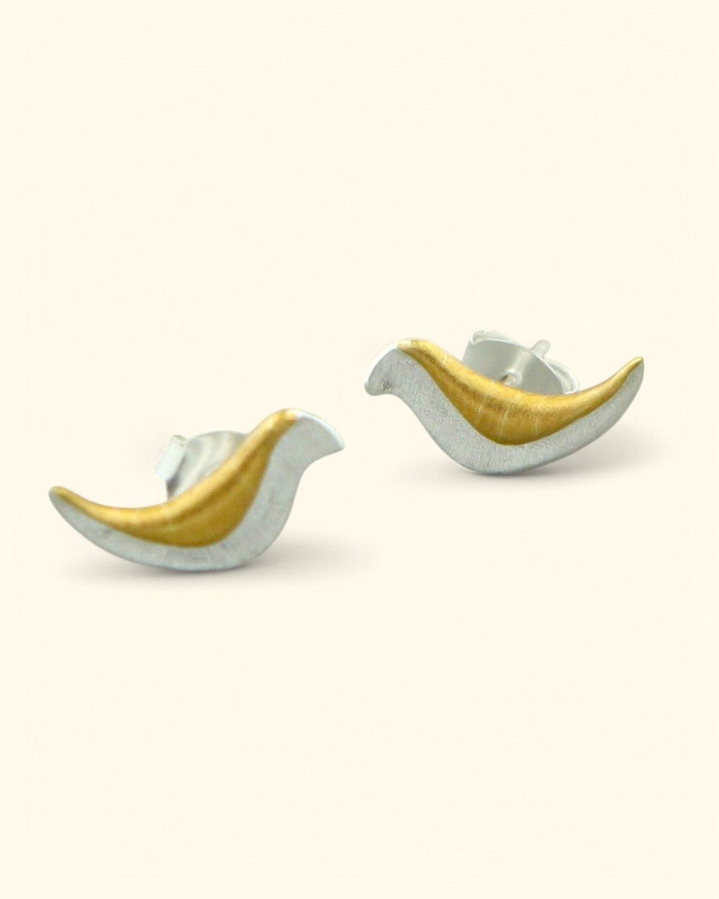 Sing Your Song Gold and Silver Tone Bird Earrings - Earrings
