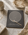 Slate Labyrinth Meditation Board – “Be Here Now” Design with Brush (10" x 11.25") - Decorative Trays