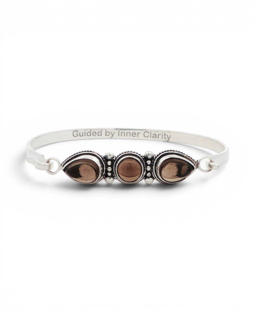 Smoky Quartz Affirmation Bracelet — Silver Plated, Inner Clarity - Jewelry
