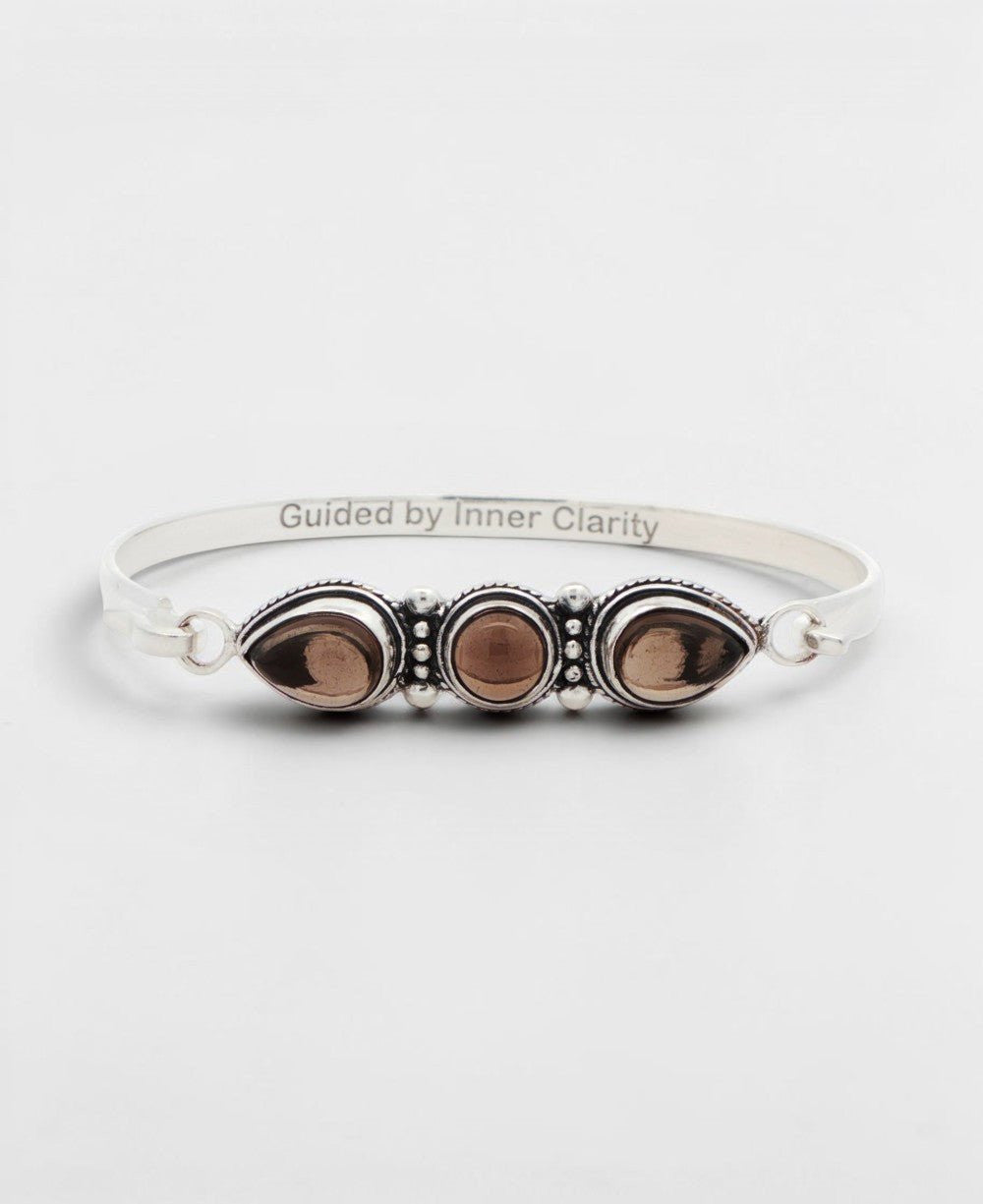 Smoky Quartz Affirmation Bracelet — Silver Plated, Inner Clarity - Jewelry