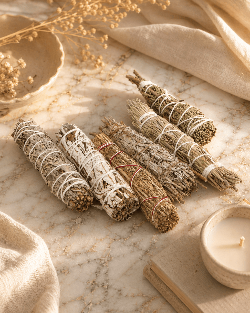 Smudge Stick Variety Kit, Set of 6 Sacred Herbs - Incense