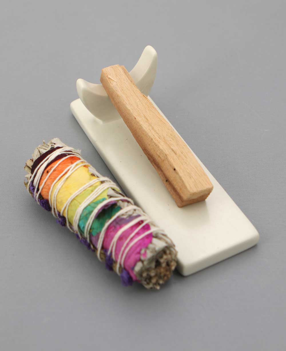 Soapstone Holder With Palo Santo And Chakra Sage - Incense Holders - -