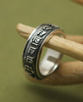 Spinner Mantra Meditation Ring, Sterling Silver - Rings Size 8