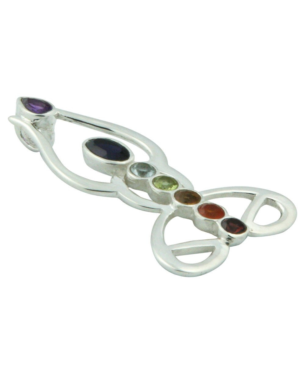 Sterling Silver Abstract Chakra Figure Pendant -