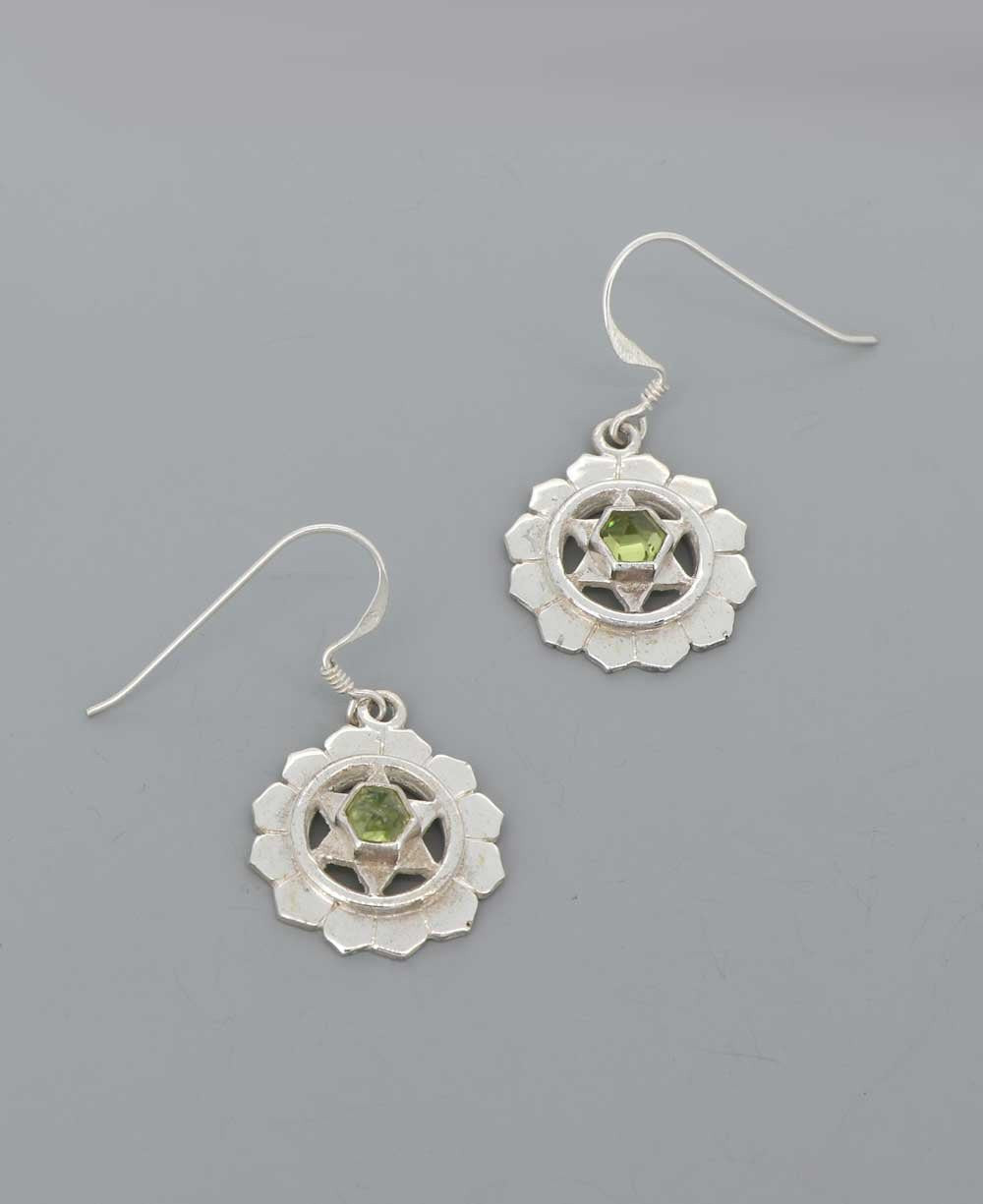 Sterling Silver and Gemstone Chakra Earrings - Earrings Heart Chakra
