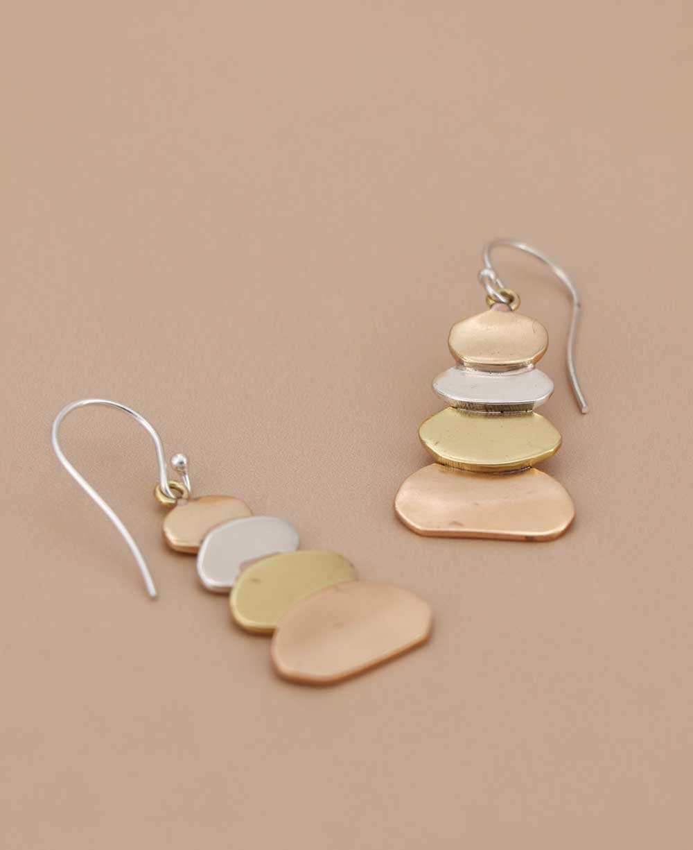 Sterling Silver and Mixed Metal Cairn Earrings - Earrings