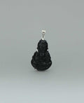 Sterling Silver Carved Black Onyx Quan Yin Pendant - Charms & Pendants