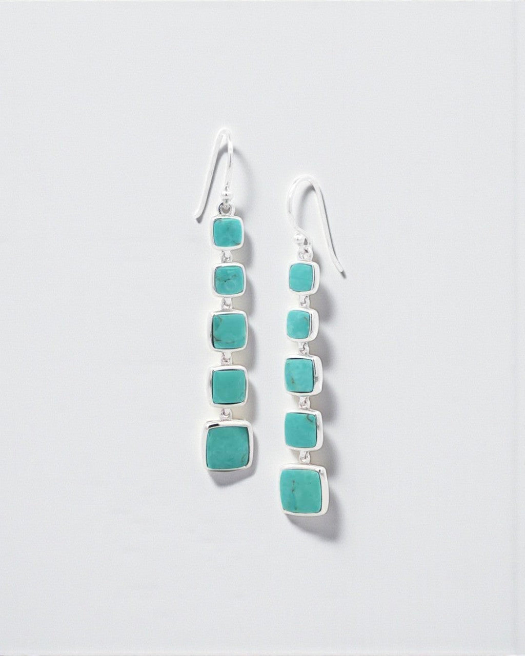 Sterling Silver Cascading Turquoise Dangle Earrings - Earrings