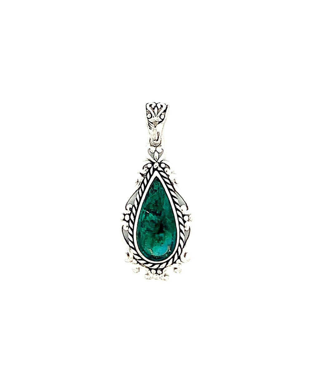Sterling Silver Chrysocolla Pendant - Charms & Pendants - -