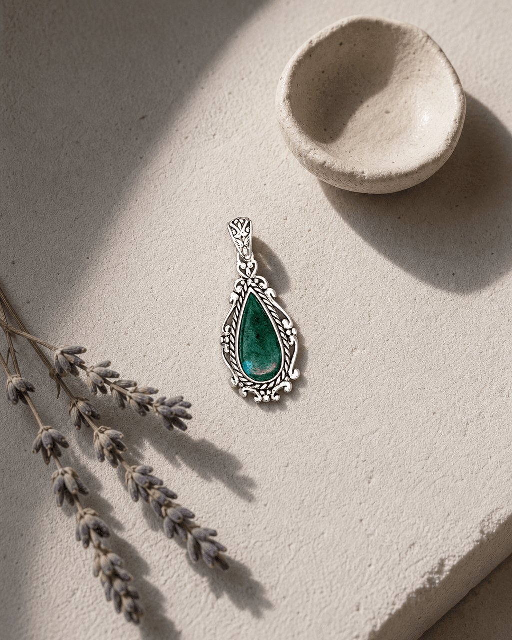 Sterling Silver Chrysocolla Pendant - Charms & Pendants