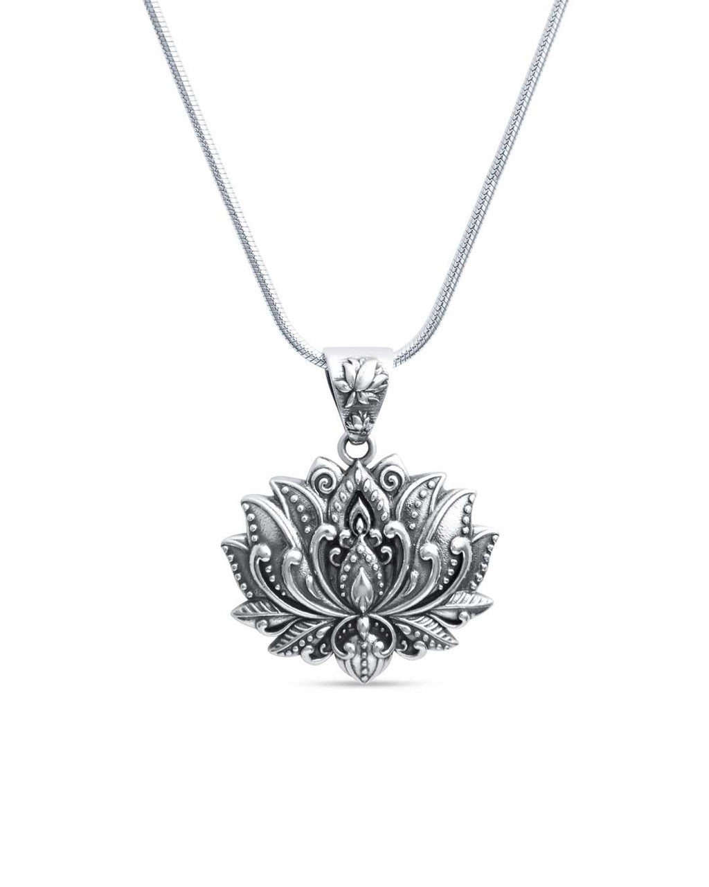 Full Bloom Lotus Necklace in Sterling Silver | Buddha Groove